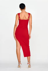 Hearts Flutter Sweetheart Neckline Dress Red